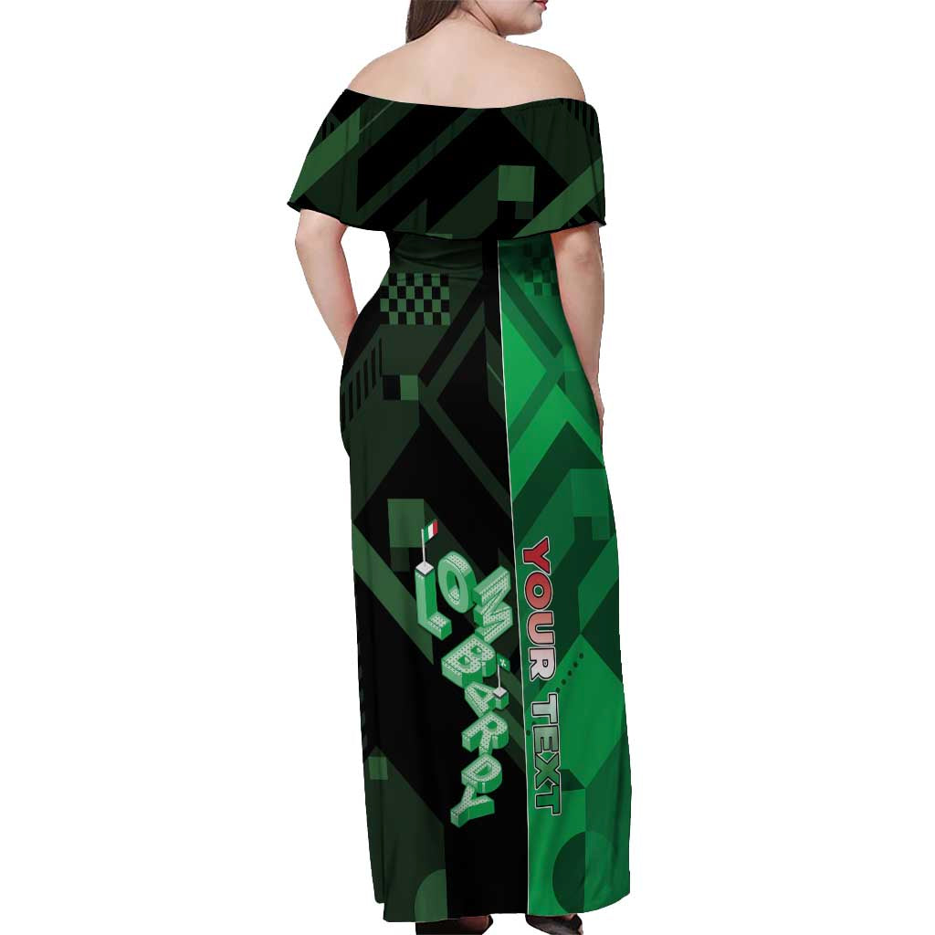 Personalized Italy Lombardy Off Shoulder Maxi Dress Isometric Style - Wonder Print Shop