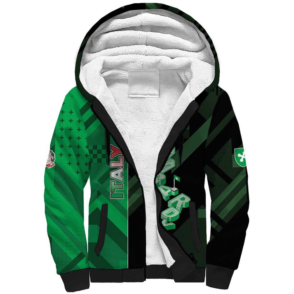 Personalized Italy Lombardy Sherpa Hoodie Isometric Style - Wonder Print Shop