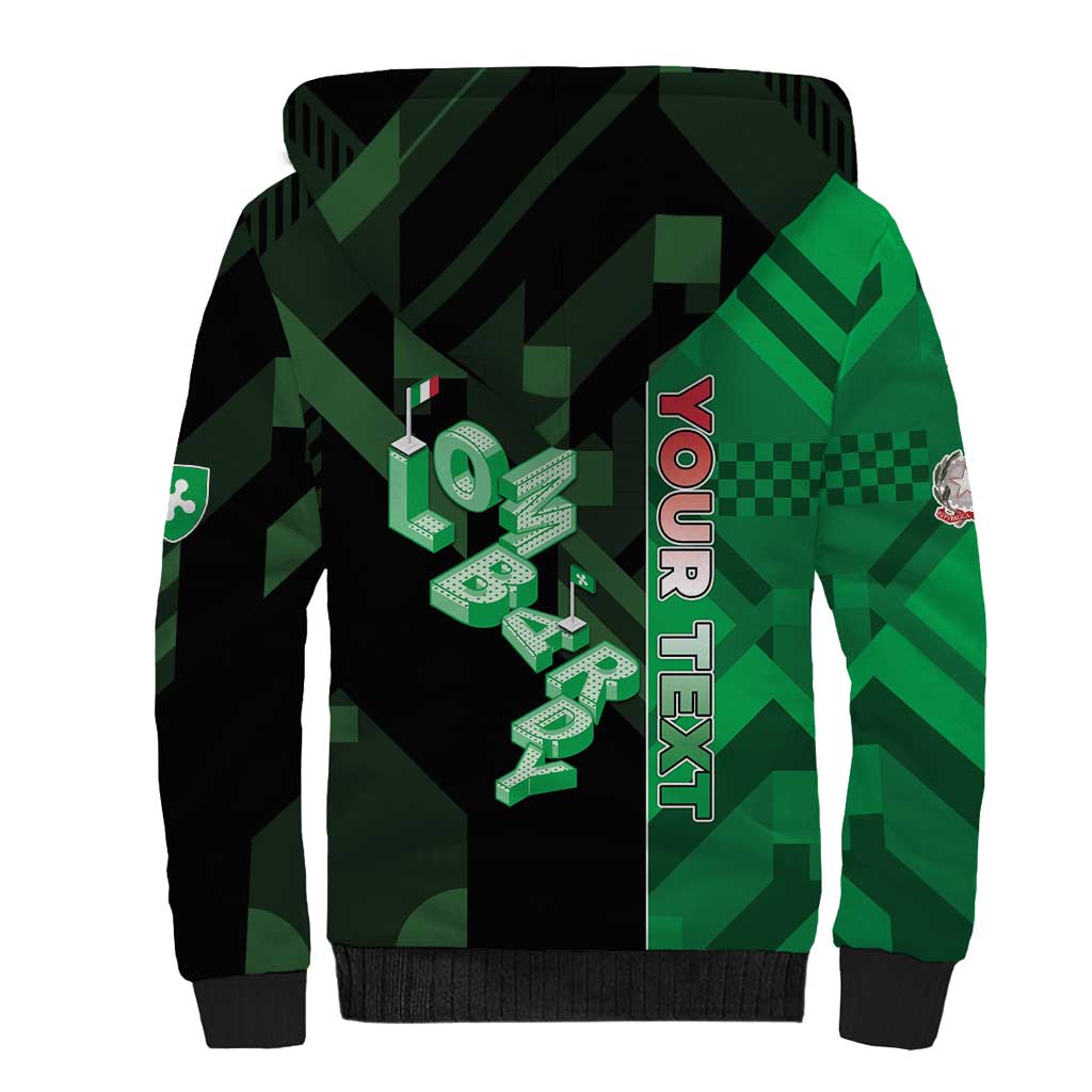 Personalized Italy Lombardy Sherpa Hoodie Isometric Style - Wonder Print Shop