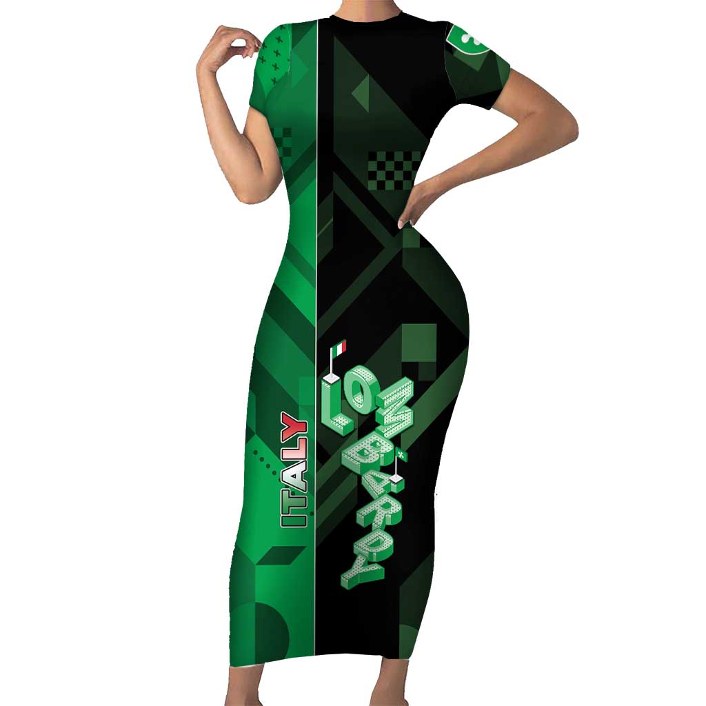 Personalized Italy Lombardy Short Sleeve Bodycon Dress Isometric Style - Wonder Print Shop