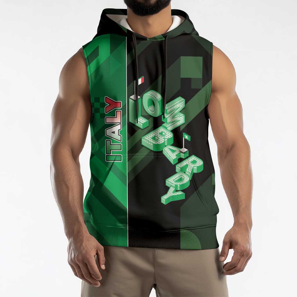 Personalized Italy Lombardy Sleeveless Hoodie Isometric Style - Wonder Print Shop
