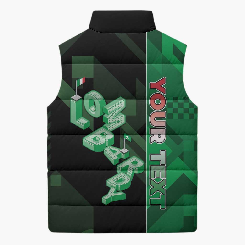 Personalized Italy Lombardy Sleeveless Puffer Jacket Isometric Style - Wonder Print Shop
