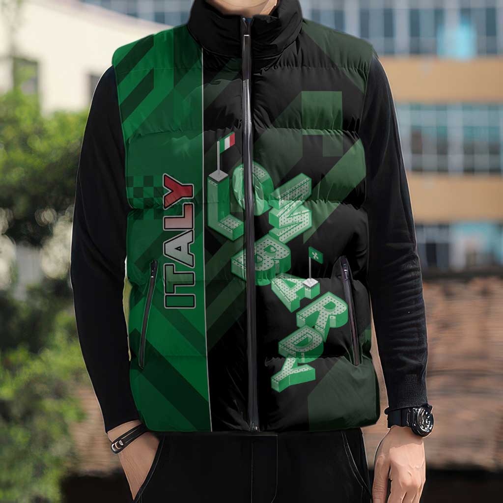 Personalized Italy Lombardy Sleeveless Puffer Jacket Isometric Style - Wonder Print Shop