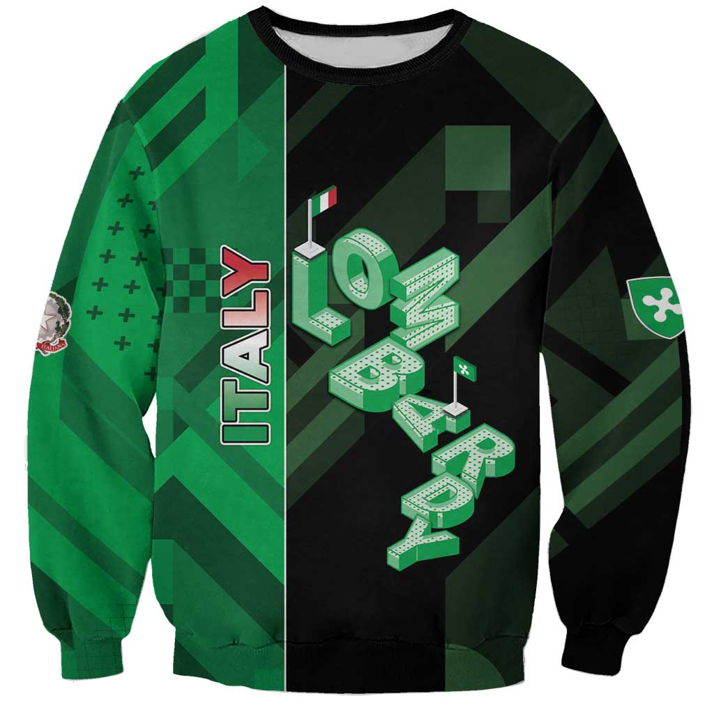 Personalized Italy Lombardy Sweatshirt Isometric Style - Wonder Print Shop