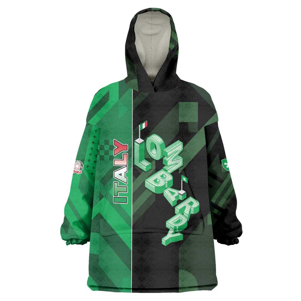 Personalized Italy Lombardy Wearable Blanket Hoodie Isometric Style - Wonder Print Shop