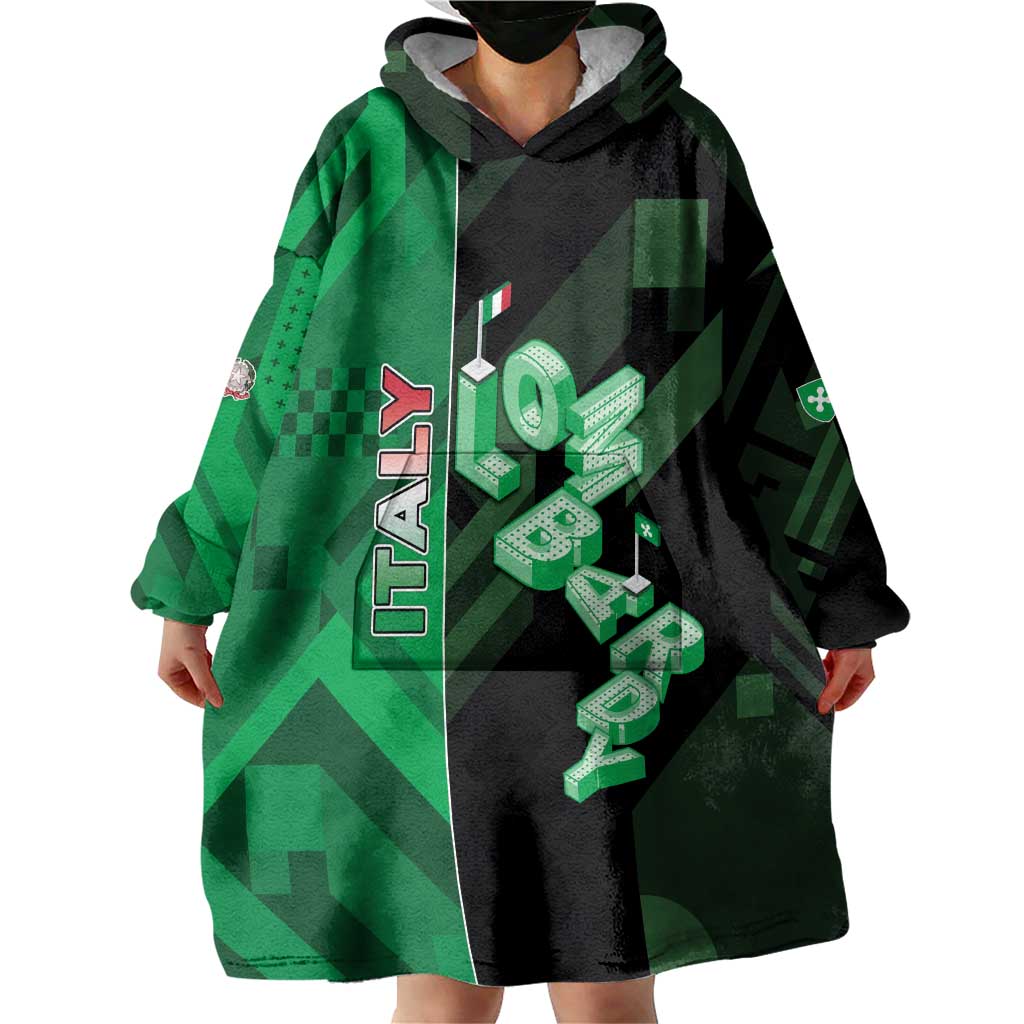 Personalized Italy Lombardy Wearable Blanket Hoodie Isometric Style - Wonder Print Shop