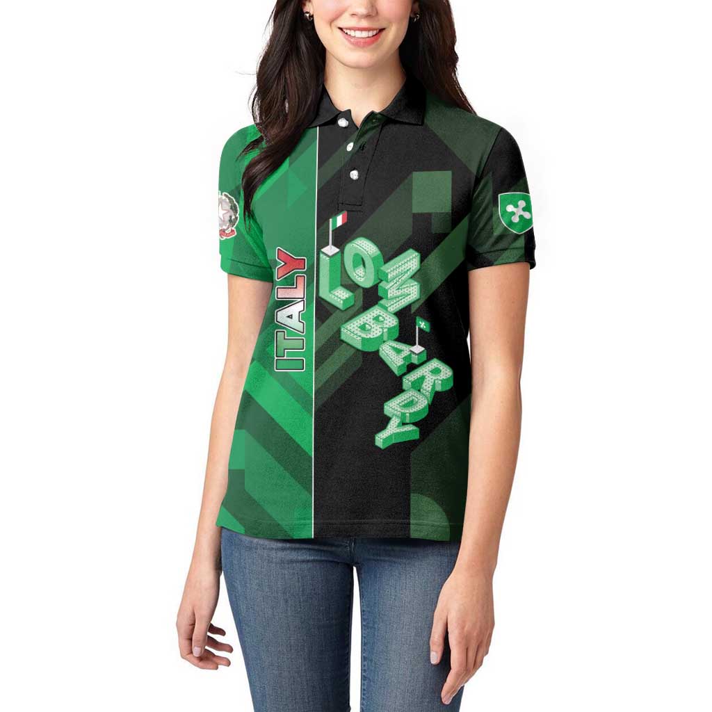 Personalized Italy Lombardy Women Polo Shirt Isometric Style - Wonder Print Shop