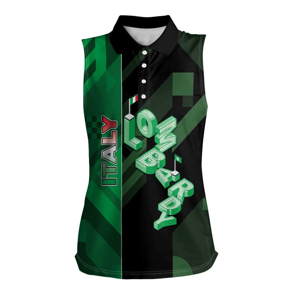 Personalized Italy Lombardy Women Sleeveless Polo Shirt Isometric Style - Wonder Print Shop