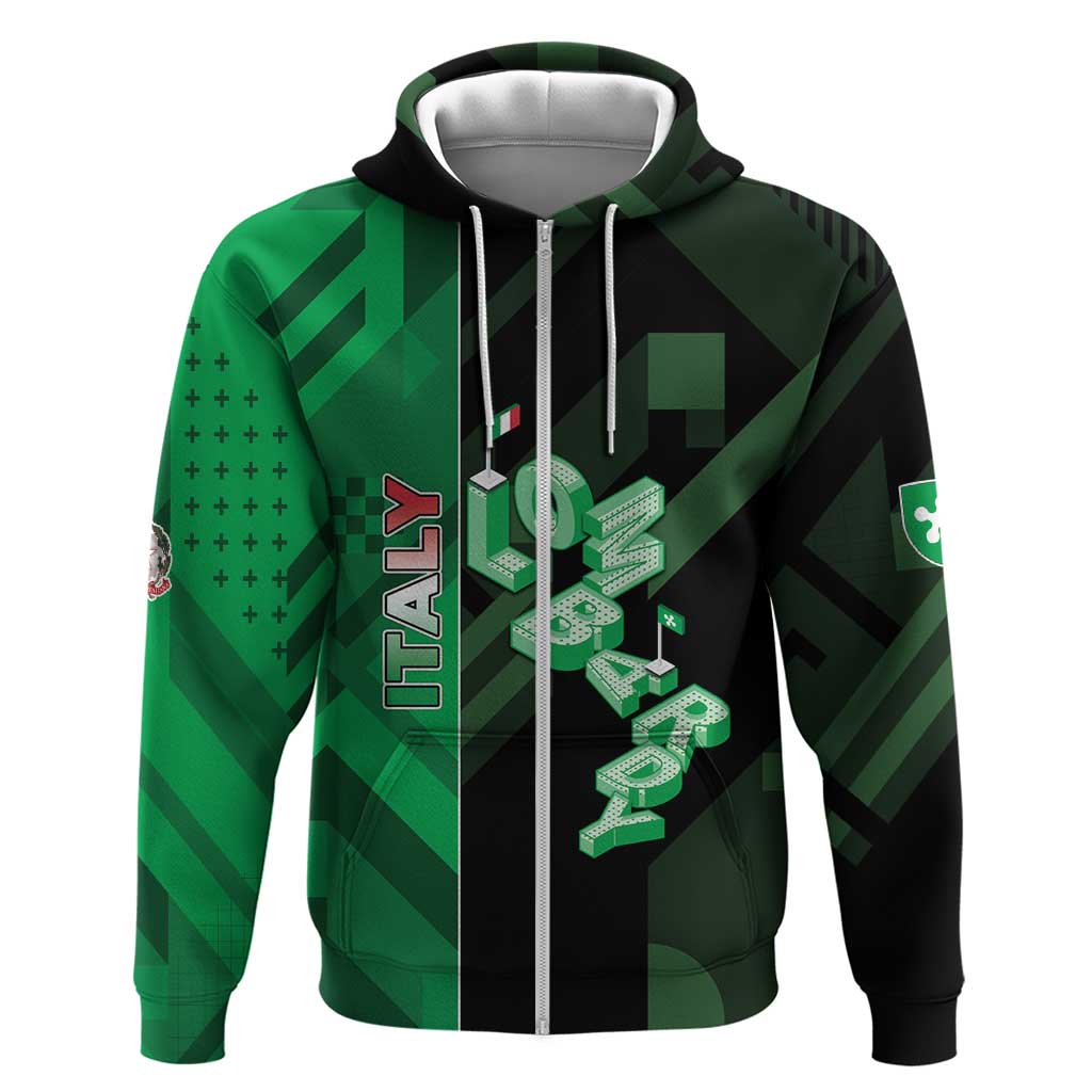 Personalized Italy Lombardy Zip Hoodie Isometric Style - Wonder Print Shop
