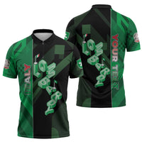 Personalized Italy Lombardy Zipper Polo Shirt Isometric Style - Wonder Print Shop
