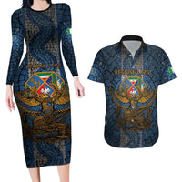 Personalized Italy Lazio Couples Matching Long Sleeve Bodycon Dress and Hawaiian Shirt Roman Eagle Heritage - Wonder Print Shop