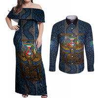 Personalized Italy Lazio Couples Matching Off Shoulder Maxi Dress and Long Sleeve Button Shirt Roman Eagle Heritage - Wonder Print Shop