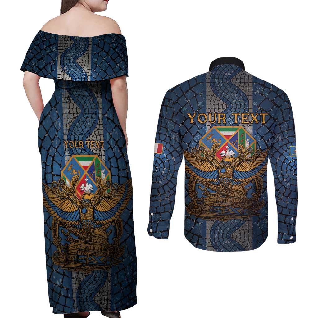 Personalized Italy Lazio Couples Matching Off Shoulder Maxi Dress and Long Sleeve Button Shirt Roman Eagle Heritage - Wonder Print Shop