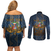 Personalized Italy Lazio Couples Matching Off Shoulder Short Dress and Long Sleeve Button Shirt Roman Eagle Heritage - Wonder Print Shop