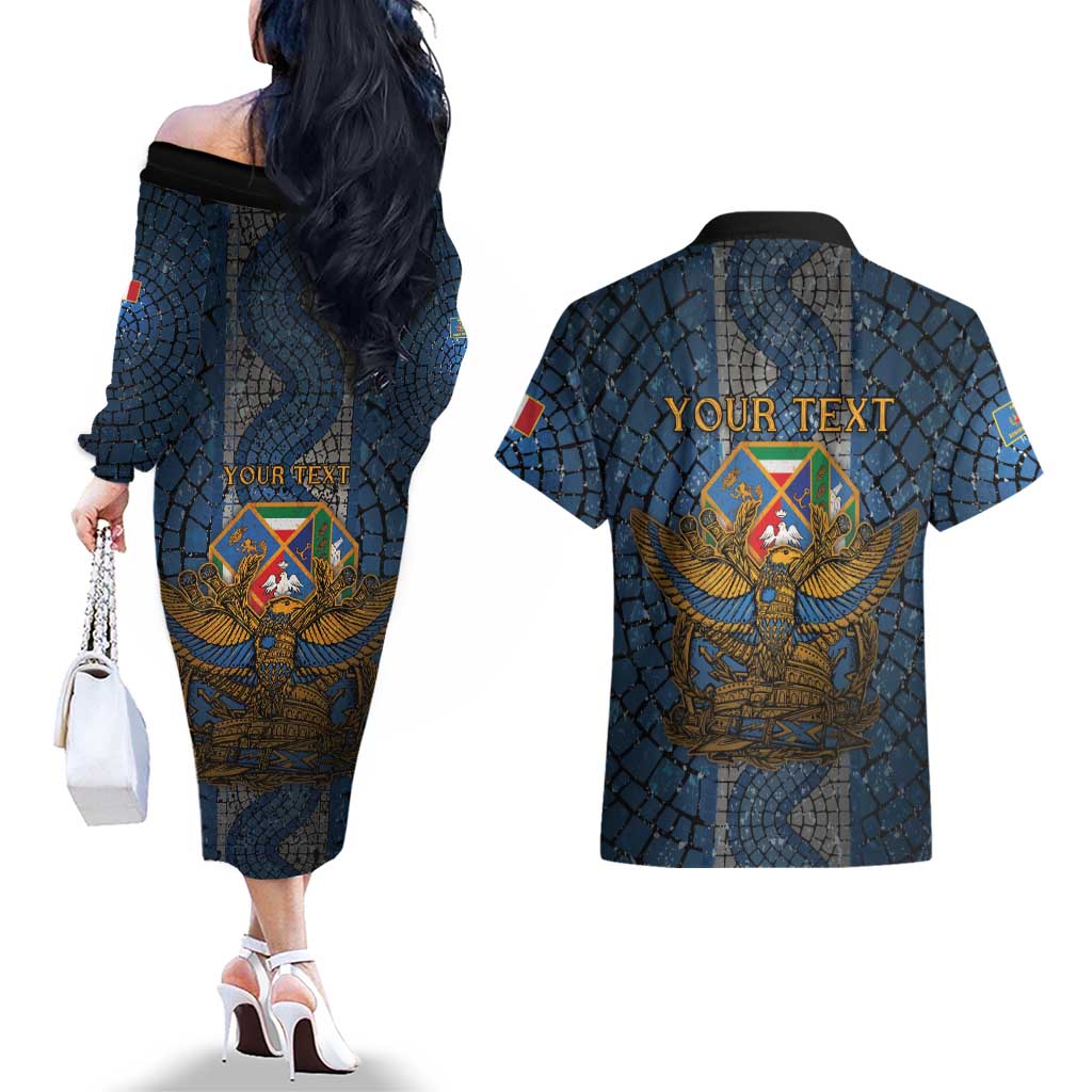 Personalized Italy Lazio Couples Matching Off The Shoulder Long Sleeve Dress and Hawaiian Shirt Roman Eagle Heritage - Wonder Print Shop