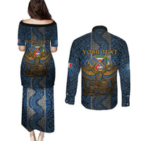 Personalized Italy Lazio Couples Matching Puletasi and Long Sleeve Button Shirt Roman Eagle Heritage - Wonder Print Shop
