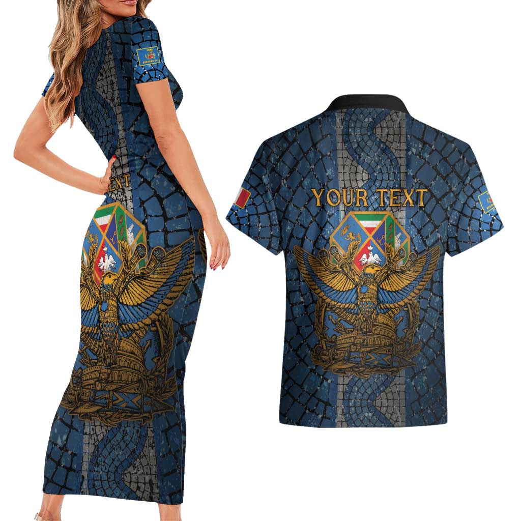 Personalized Italy Lazio Couples Matching Short Sleeve Bodycon Dress and Hawaiian Shirt Roman Eagle Heritage - Wonder Print Shop