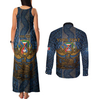 Personalized Italy Lazio Couples Matching Tank Maxi Dress and Long Sleeve Button Shirt Roman Eagle Heritage - Wonder Print Shop