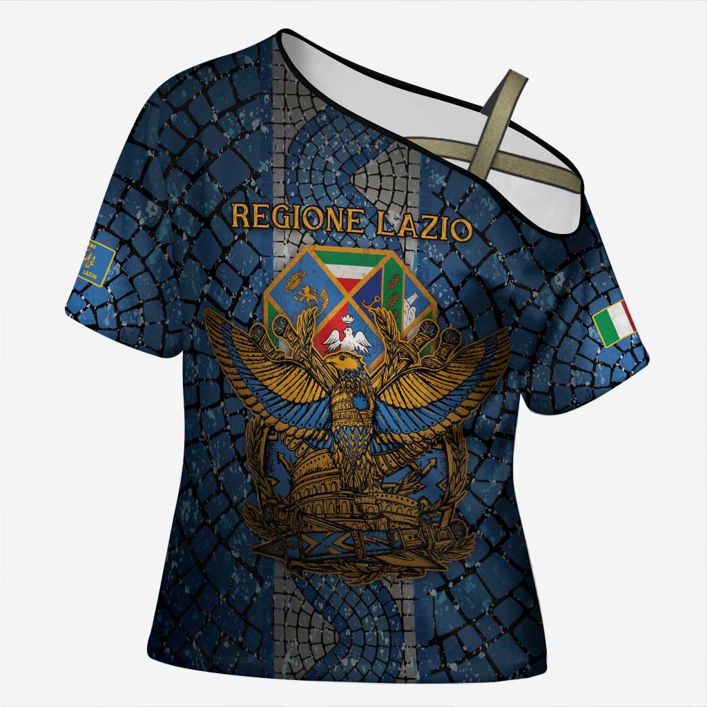 Personalized Italy Lazio Cross Shoulder Shirt Roman Eagle Heritage - Wonder Print Shop