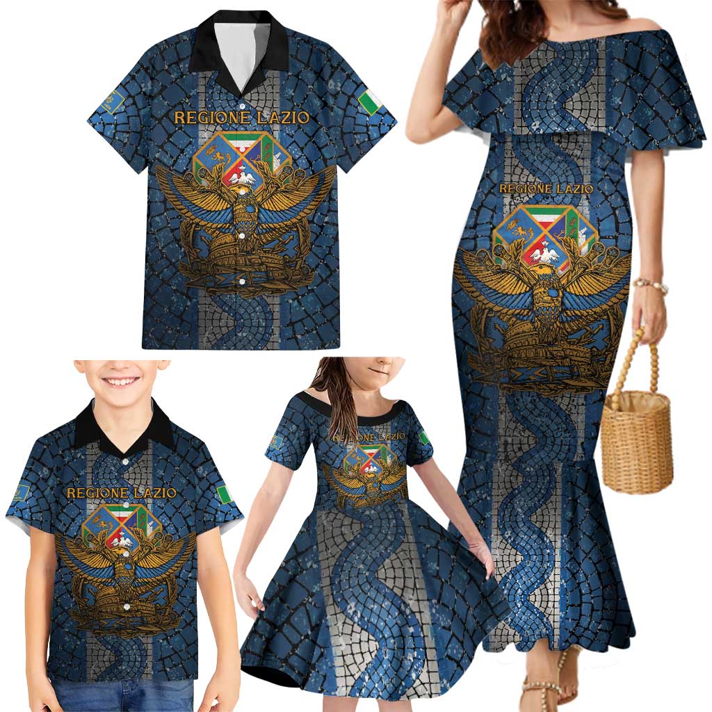 Personalized Italy Lazio Family Matching Mermaid Dress and Hawaiian Shirt Roman Eagle Heritage - Wonder Print Shop