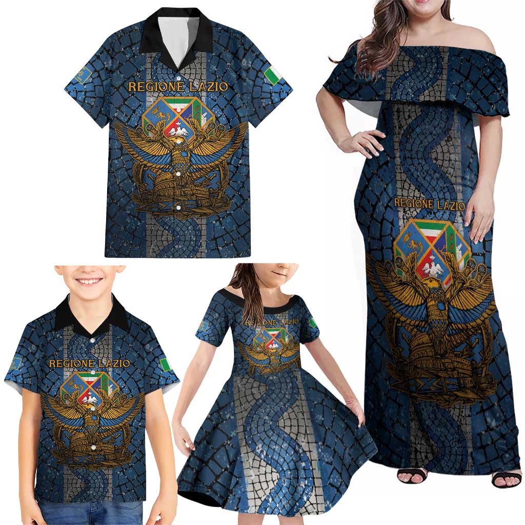 Personalized Italy Lazio Family Matching Off Shoulder Maxi Dress and Hawaiian Shirt Roman Eagle Heritage - Wonder Print Shop