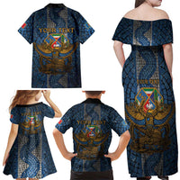 Personalized Italy Lazio Family Matching Off Shoulder Maxi Dress and Hawaiian Shirt Roman Eagle Heritage - Wonder Print Shop
