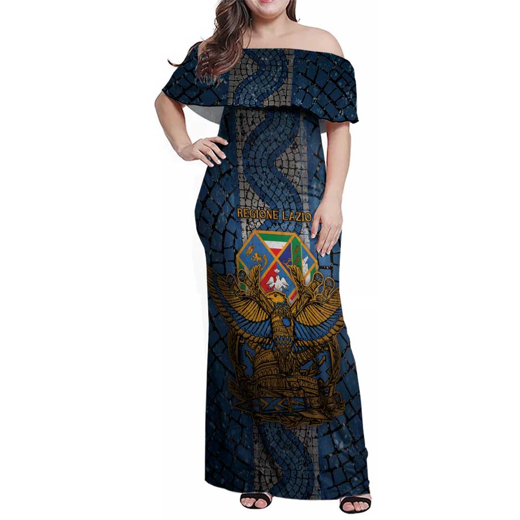 Personalized Italy Lazio Family Matching Off Shoulder Maxi Dress and Hawaiian Shirt Roman Eagle Heritage - Wonder Print Shop