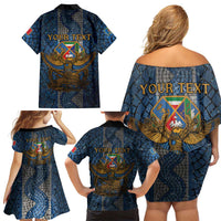 Personalized Italy Lazio Family Matching Off Shoulder Short Dress and Hawaiian Shirt Roman Eagle Heritage - Wonder Print Shop