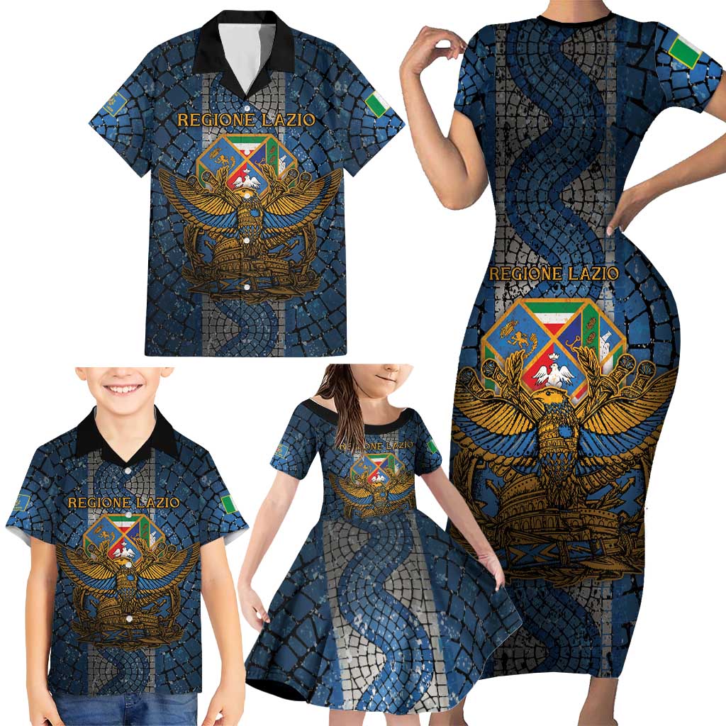 Personalized Italy Lazio Family Matching Short Sleeve Bodycon Dress and Hawaiian Shirt Roman Eagle Heritage - Wonder Print Shop