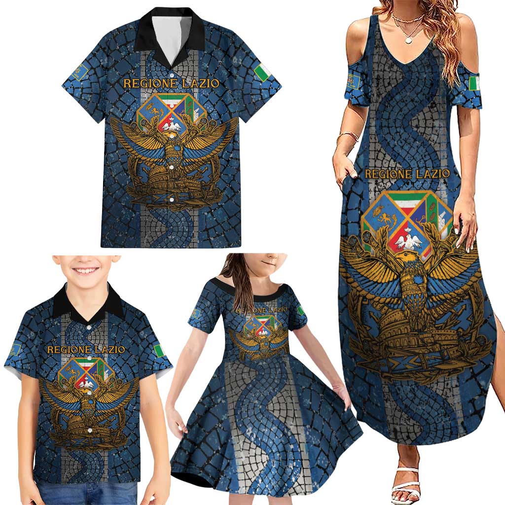 Personalized Italy Lazio Family Matching Summer Maxi Dress and Hawaiian Shirt Roman Eagle Heritage - Wonder Print Shop