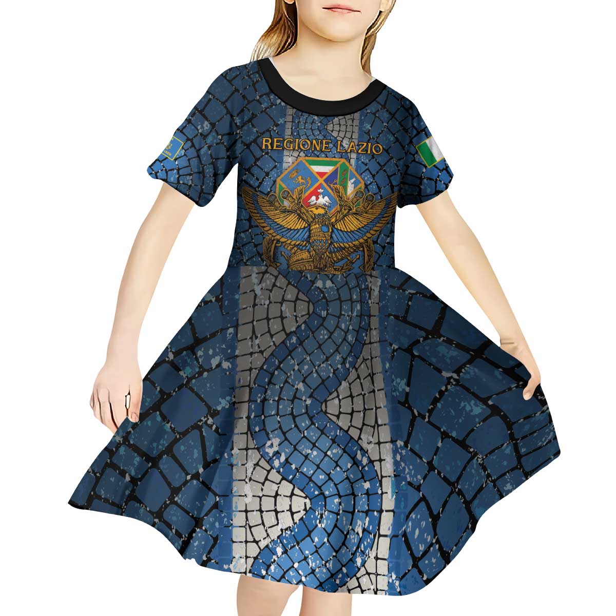Personalized Italy Lazio Kid Short Sleeve Dress Roman Eagle Heritage - Wonder Print Shop