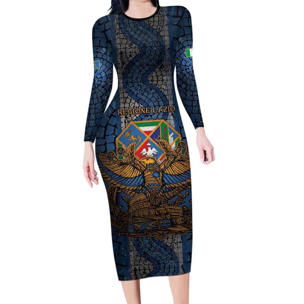 Personalized Italy Lazio Long Sleeve Bodycon Dress Roman Eagle Heritage - Wonder Print Shop