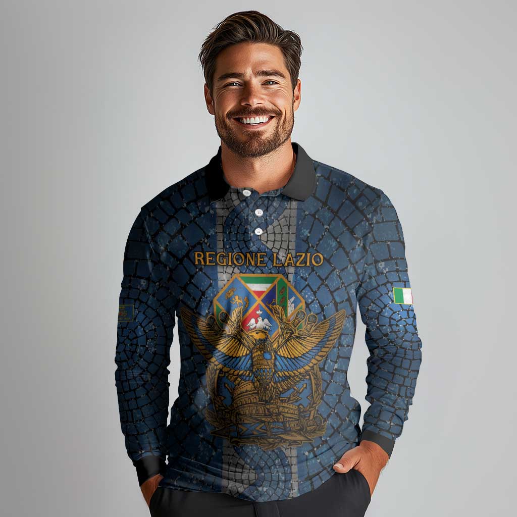 Personalized Italy Lazio Long Sleeve Polo Shirt Roman Eagle Heritage - Wonder Print Shop