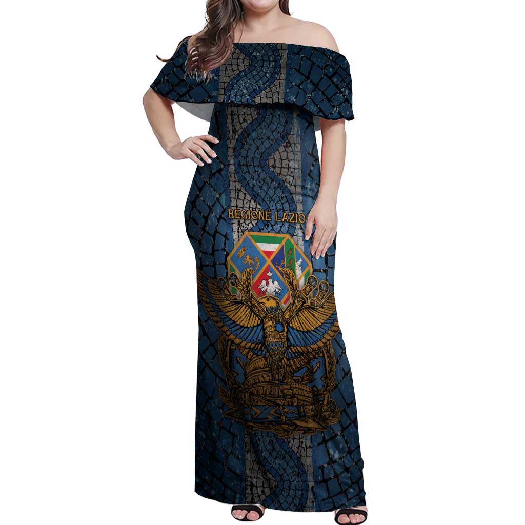 Personalized Italy Lazio Off Shoulder Maxi Dress Roman Eagle Heritage - Wonder Print Shop