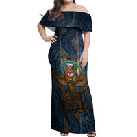 Personalized Italy Lazio Off Shoulder Maxi Dress Roman Eagle Heritage - Wonder Print Shop