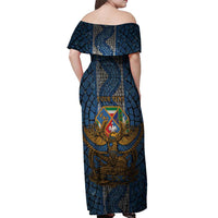 Personalized Italy Lazio Off Shoulder Maxi Dress Roman Eagle Heritage - Wonder Print Shop