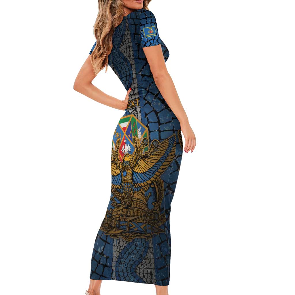 Personalized Italy Lazio Short Sleeve Bodycon Dress Roman Eagle Heritage - Wonder Print Shop