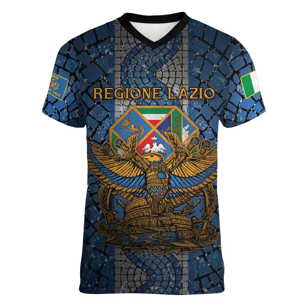 Personalized Italy Lazio Women V-Neck T-Shirt Roman Eagle Heritage - Wonder Print Shop