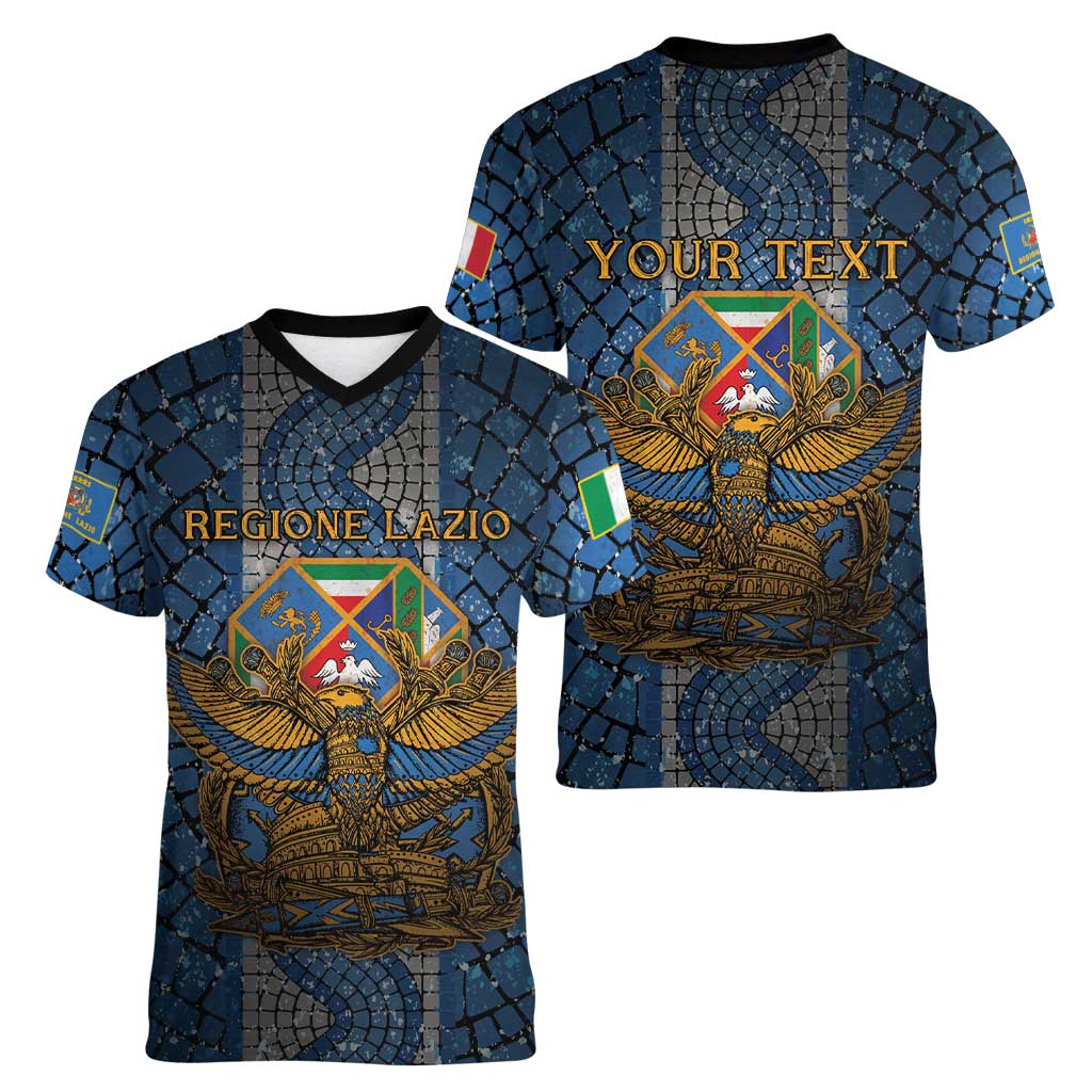 Personalized Italy Lazio Women V-Neck T-Shirt Roman Eagle Heritage - Wonder Print Shop