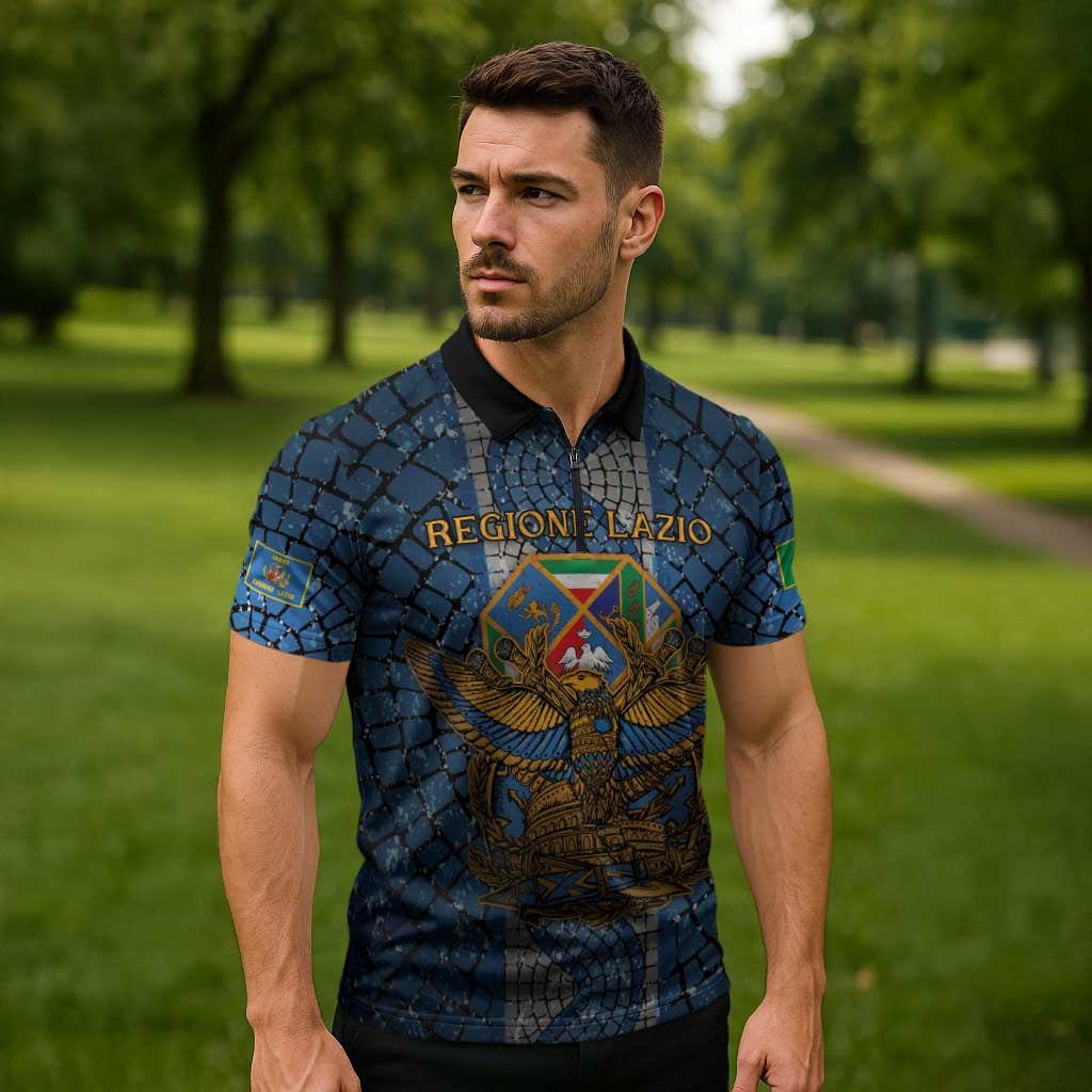 Personalized Italy Lazio Zipper Polo Shirt Roman Eagle Heritage - Wonder Print Shop