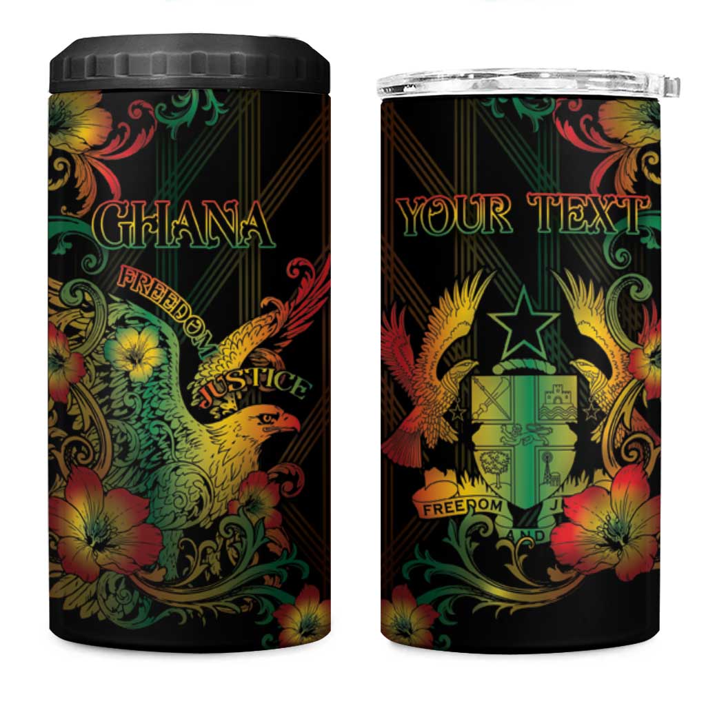 Personalized Ghana 4 in 1 Can Cooler Tumbler Eagle Of Freedom And Justice