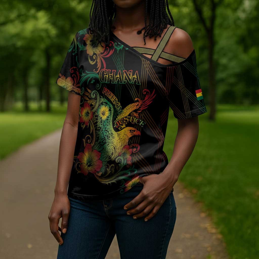 Personalized Ghana Cross Shoulder Shirt Eagle Of Freedom And Justice