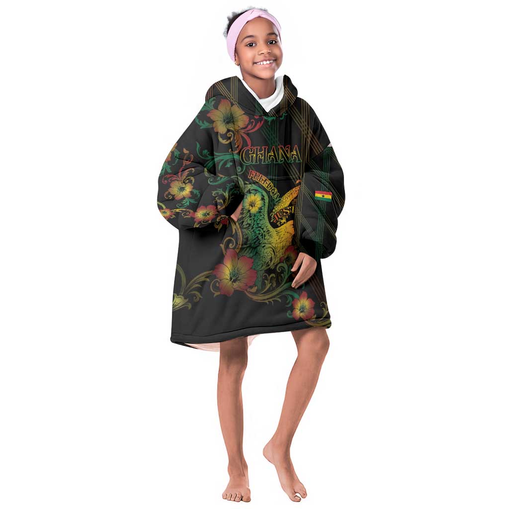 Personalized Ghana Kid Wearable Blanket Hoodie Eagle Of Freedom And Justice