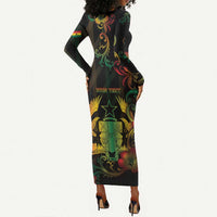 Personalized Ghana Long Sleeve Bodycon Dress Eagle Of Freedom And Justice