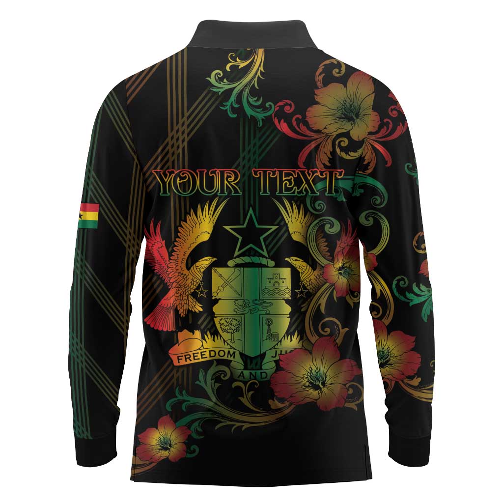 Personalized Ghana Long Sleeve Polo Shirt Eagle Of Freedom And Justice