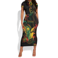 Personalized Ghana Short Sleeve Bodycon Dress Eagle Of Freedom And Justice