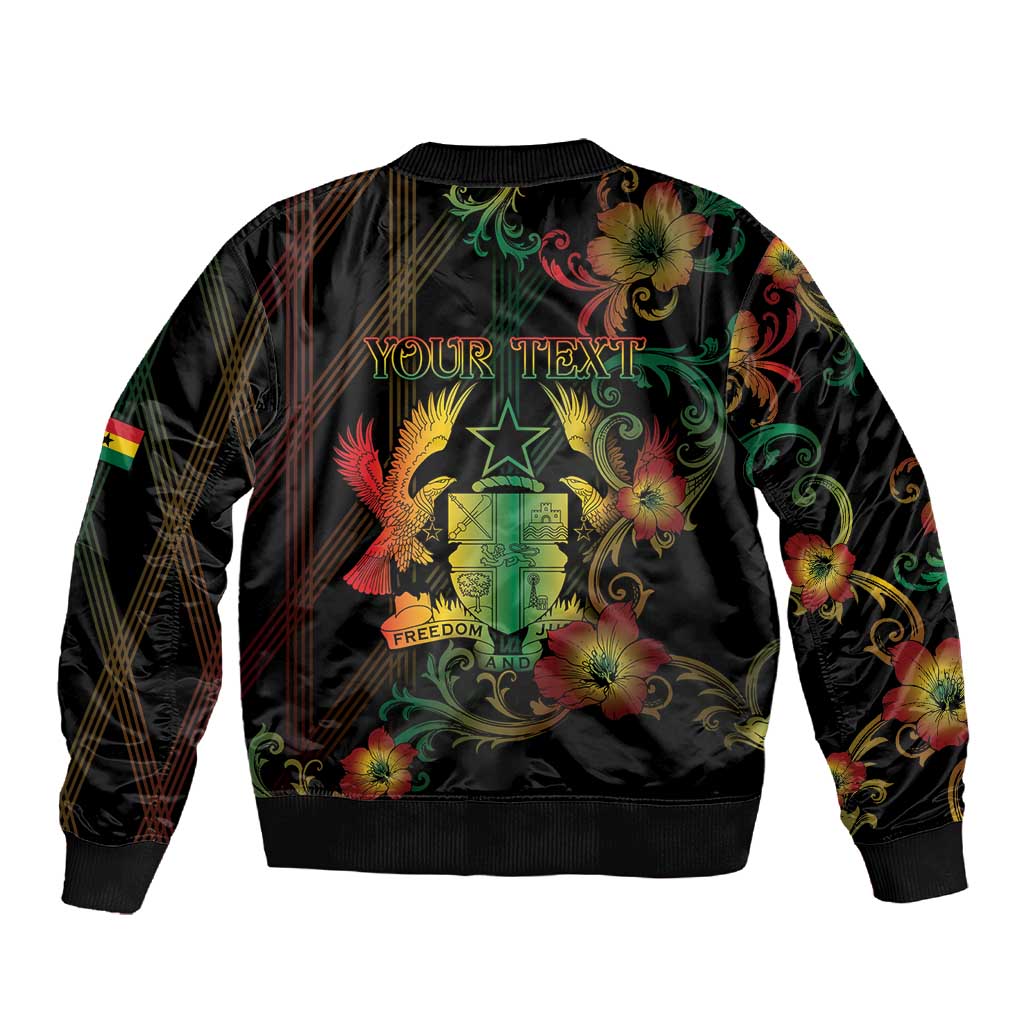 Personalized Ghana Sleeve Zip Bomber Jacket Eagle Of Freedom And Justice