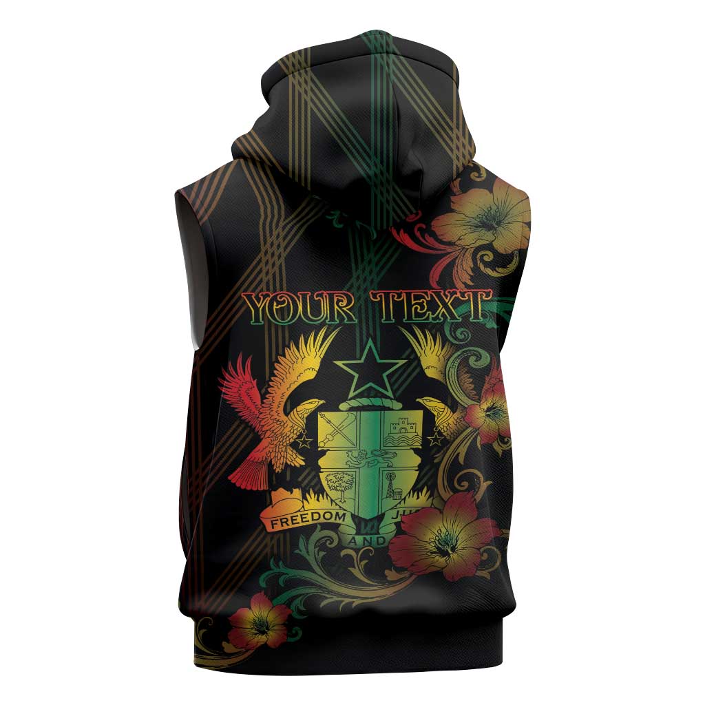 Personalized Ghana Sleeveless Zip Hoodie Eagle Of Freedom And Justice