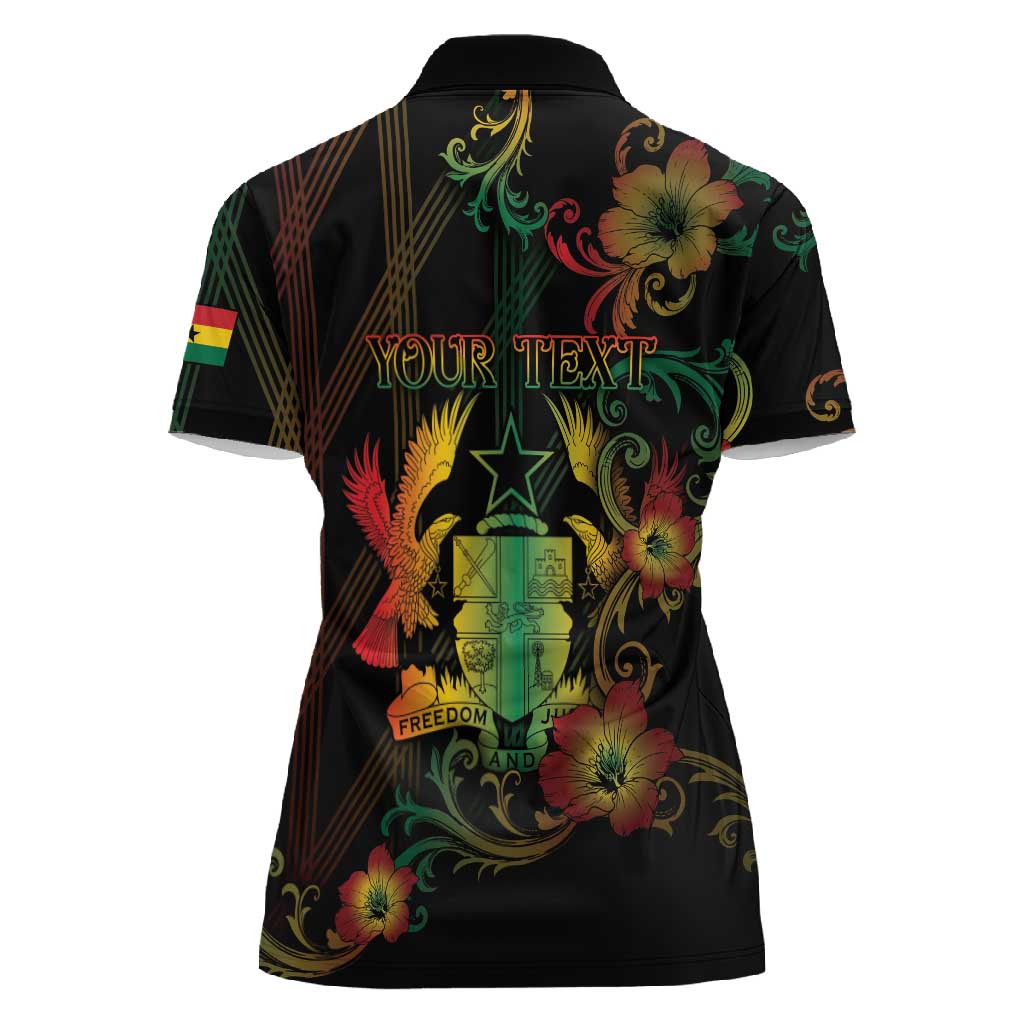 Personalized Ghana Women Polo Shirt Eagle Of Freedom And Justice