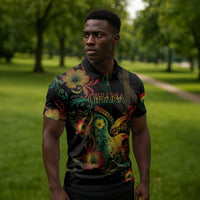Personalized Ghana Zipper Polo Shirt Eagle Of Freedom And Justice